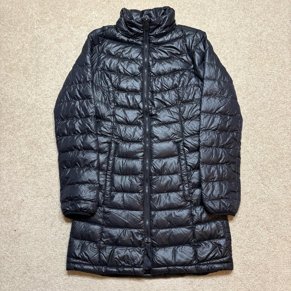 The North Face 550 Down Coat Womens XS Black Quilted Puffer Mid Length Winter